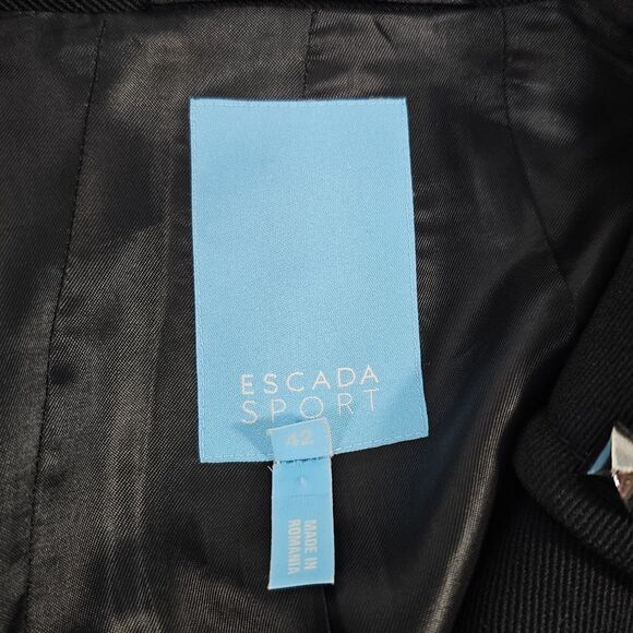 Escada Sport Black Wool Blend Double Breasted Peacoat Women’s Size 42 (L) - Picture 3 of 10